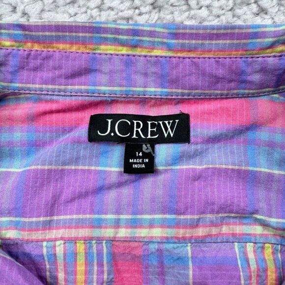 J. Crew Purple Plaid Garcon Cotton Voile Shirt - Picture 6 of 10
